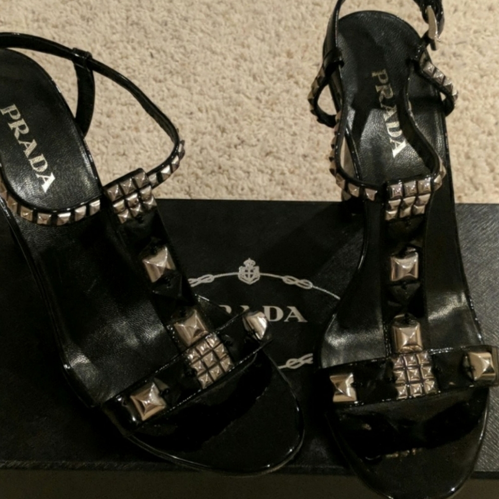 Prada  Black Studded Heels